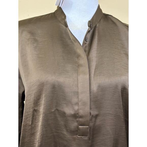 Banana Republic brown satiny tunic, medium petite, NWT, classic, sophisticated - Picture 4 of 7
